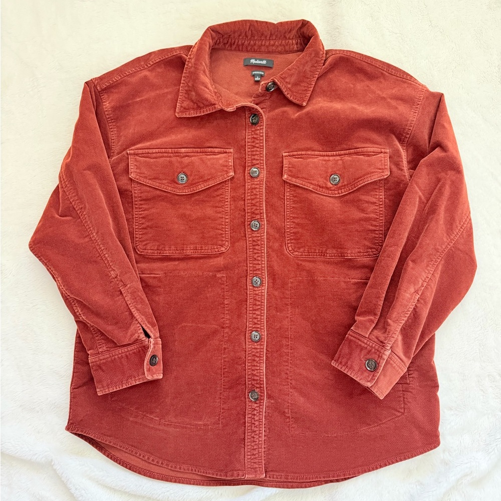 Madewell Corduroy Twill Oversized Shirt Jacket - Stained Mahogany- Large - Picture 2 of 16